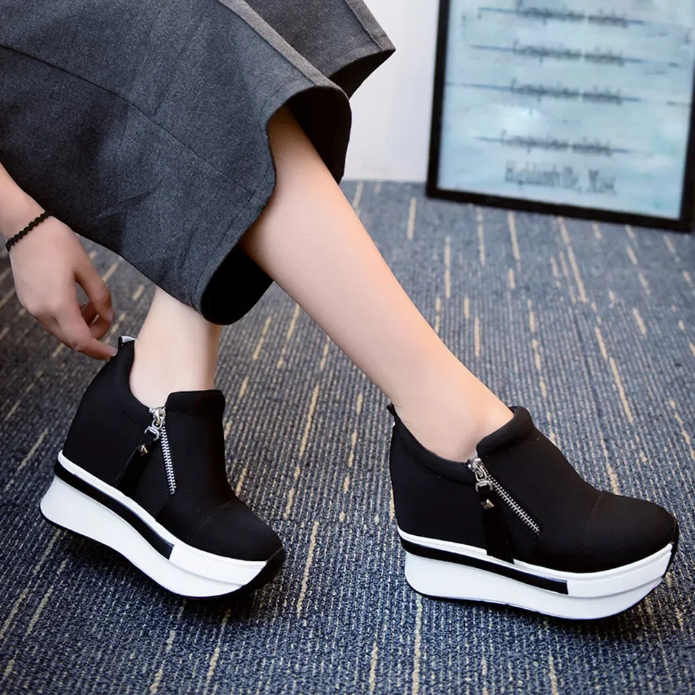Women Wedges Ankle Boots Platform Thick Bottom Shoes Slip on Zipper Fashion Casual Female Sneakers Shoes Zapatos De Mujer - Image 2