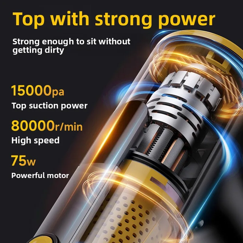 4 in 1 그린 라이트 차량용 진공 청소기, 핸드헬드 무선 충전식 고출력, 먼지 감지 및 인플레이터 블로워 가정용