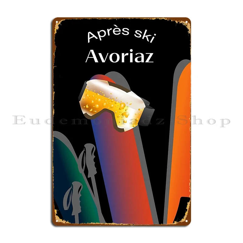 Apres Ski Avoriaz Metal Sign Cinema Wall Cave Garage Customize Mural Tin Sign Poster