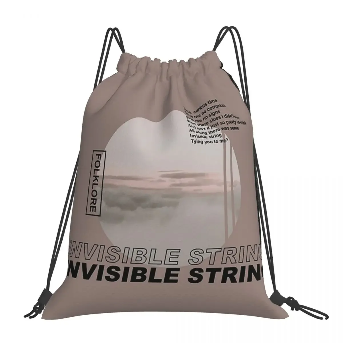 

Invisible String Lyrics Backpacks Portable Drawstring Bags Drawstring Bundle Pocket Storage Bag BookBag For Travel School