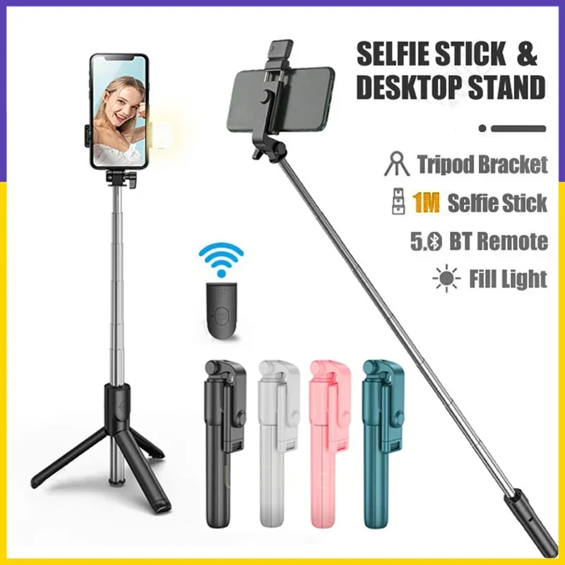 

4 In 1 Tripod Phone Stand Holder Selfie Stick With Light Tripod Monopod Wireless Bluetooth Remote