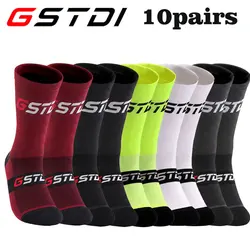 Chaussettes de compression de vélo pour hommes et femmes, chaussettes de protection VTT, bas de sport, barre Grip, infirmière, cyclisme, 10 paires