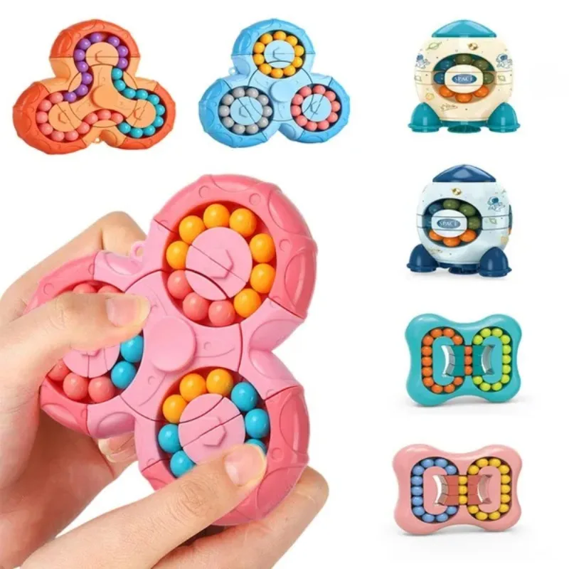 Giocattoli di Fidget Montessori rotanti giocattoli di Spinner per bambini di fagioli magici gioco giocattolo educativo Puzzle cubo antistress per bambini 3Y +