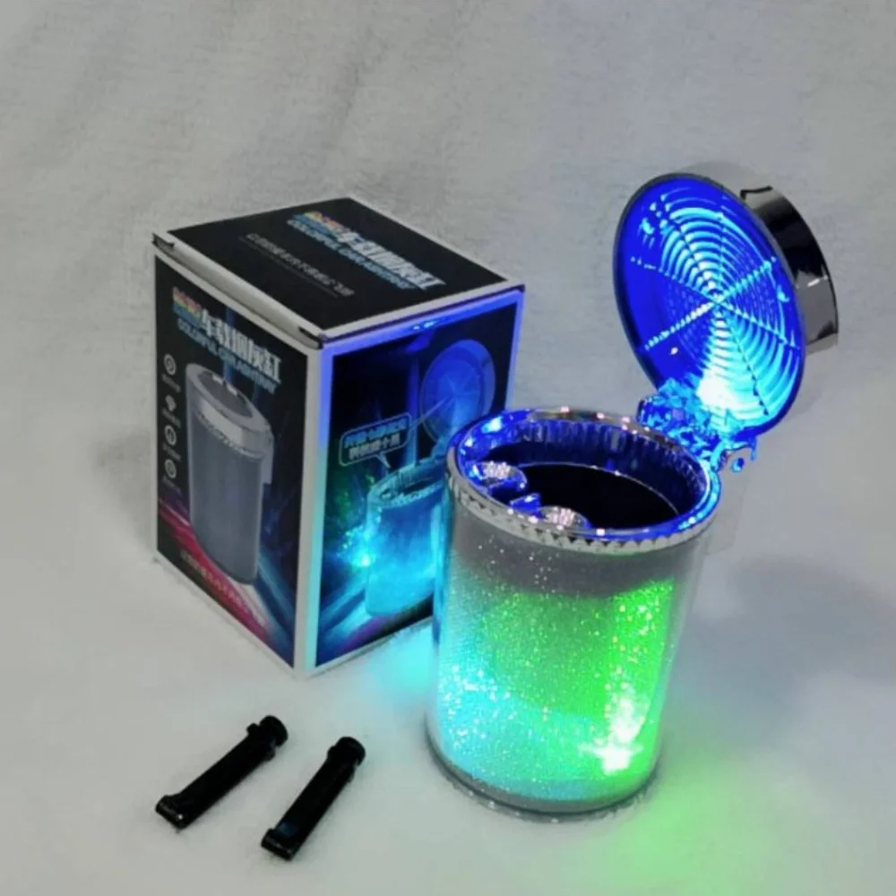 pc Colorful Car Accessories LED Lights Ashtray Creative Light-up Ashtray With Cover Car Air Outlet Cup Holder Dual-use Car Inter