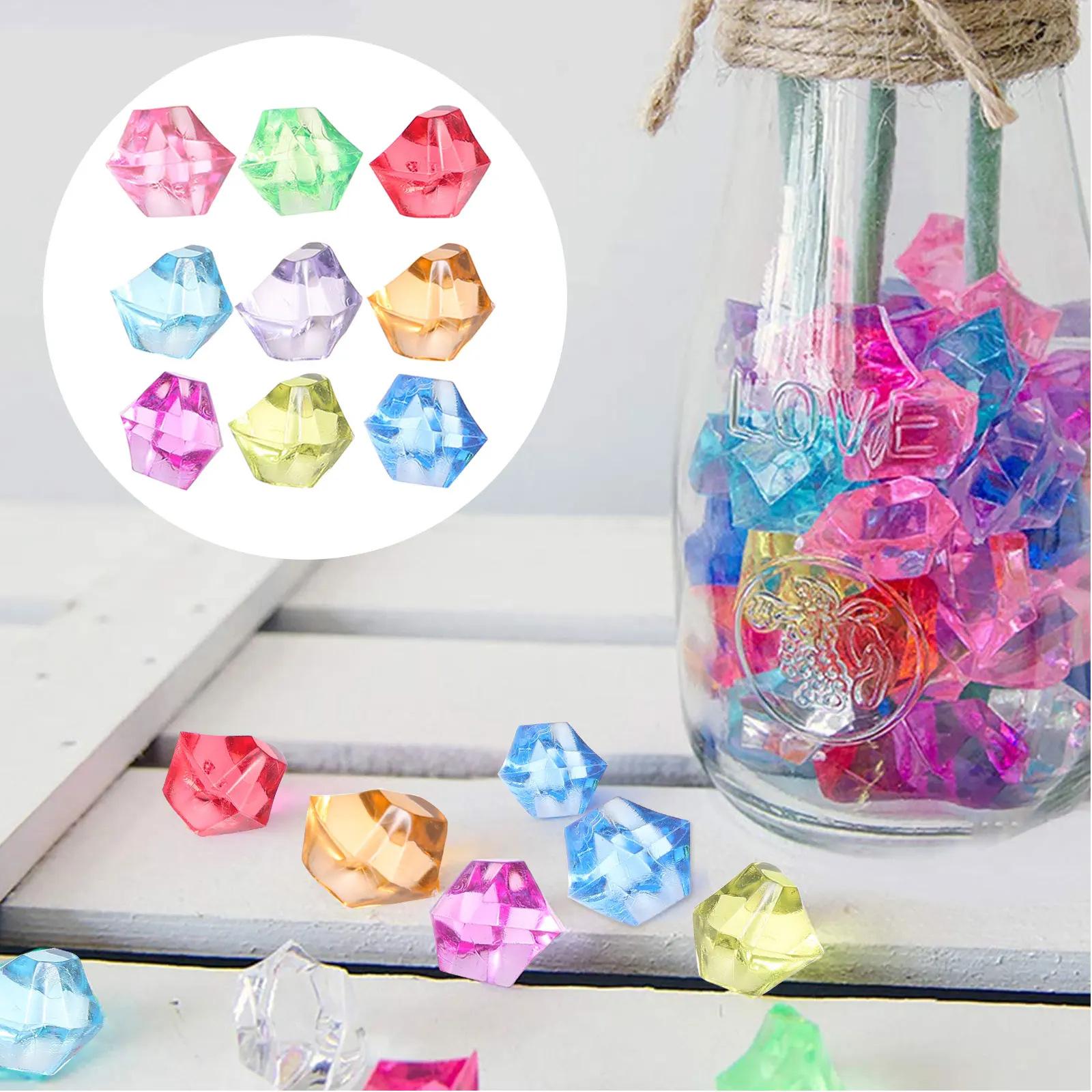 

Colorful Gemstones Party Game Craft Artificial Crystal Desktop Ornament Plastic Decor Decoration