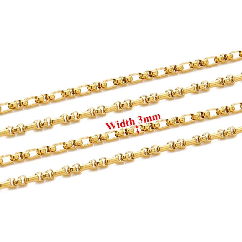 1 Meter Stainless Steel 3mm Witdth 3:1 Long Oval Link Box Chains Bulk Necklaces DIY Jewelry Making Bracelets Findings Wholesale