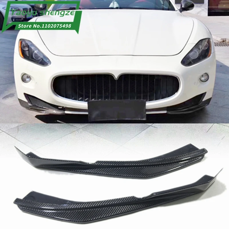 2pcs/set Carbon Fiber For Car Front Bumper Spoiler Lip Spoiler Side Aprons For Maserati Gran Turismo GT GTS 2007-2014