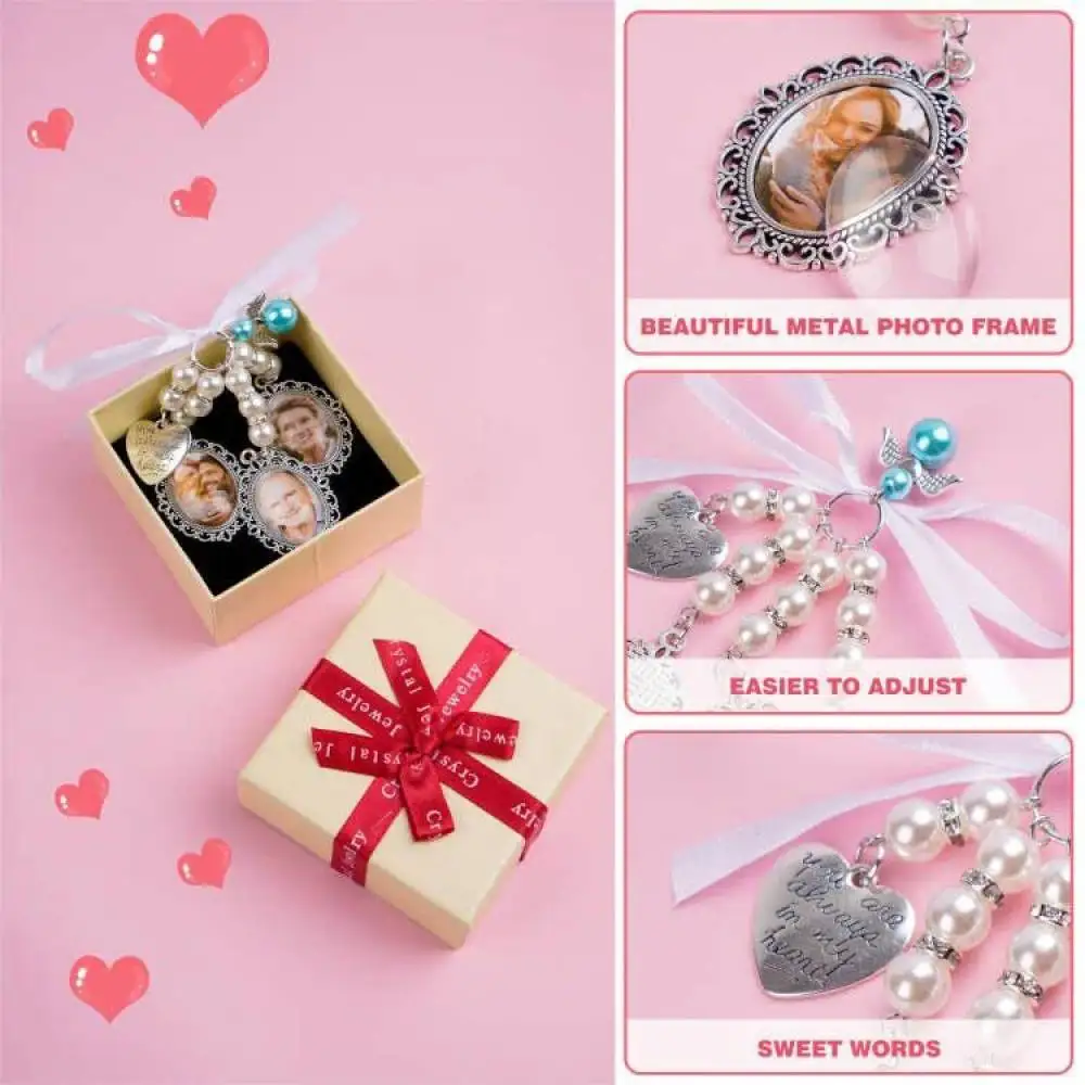 Bridal Bouquet Charm Blue Pearl Angel Time Gem Pendant Heart Hanging Ornament Festive Party Decorative Accessory