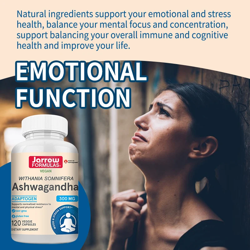 Ashwagandha, 300 mg Supplement, Supports Normal Mental and Physical Stress, Fights Fatigue