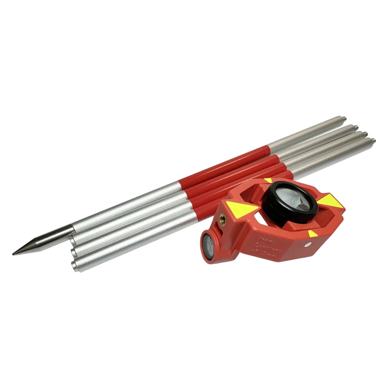 Mini Prism Silver Coated with Aluminium Alloy 4 Poles for SWISS Total Stations Mini Prism Surveying Offset 17.5mm
