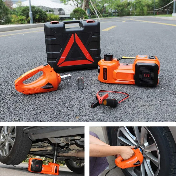 3 In 1 Electric Car Hydraulic Floor Jack 1-10T Car Jacks 12v Electric Jack 3ton With Air Pump And Eclctric Impact Wrench