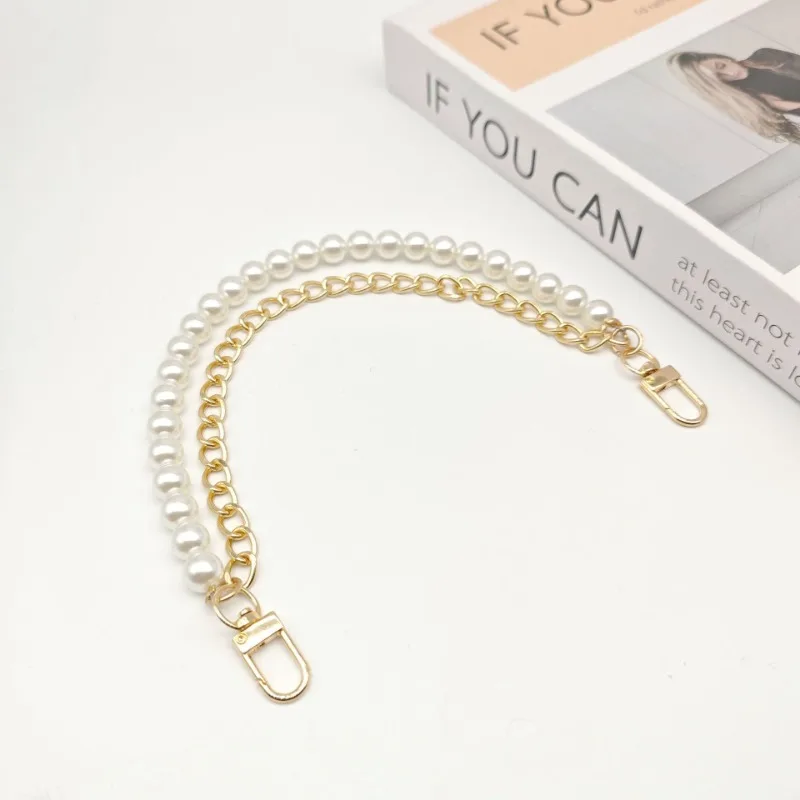 1Pcs Pearl Cell Phone Purse Chain Short Handle Replacement Bag Chain Strap Metal Shoulder Chain Handbag - view 5