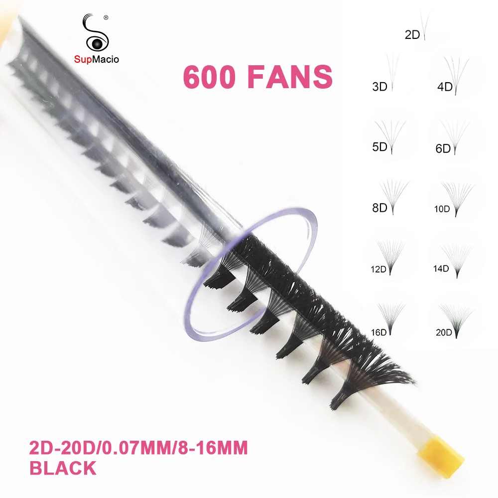 

Supmacio Premade Volume Fan 600Fans C/D Curl 8-16MM Ultra Speed Loose Fan Eyelashes Extension Mega Russian Lash Natural Soft