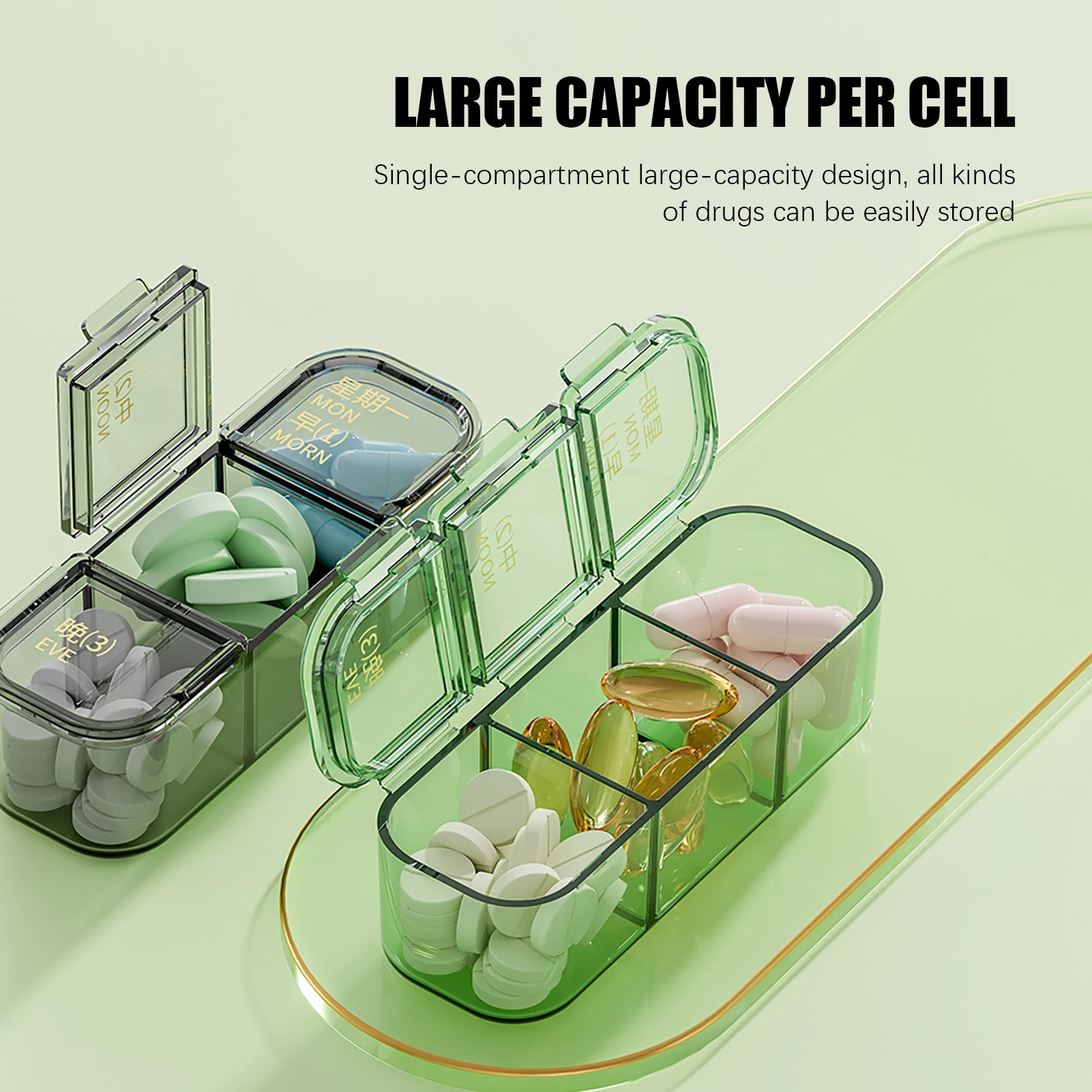 Pill Medicine Vitamin Organizer Pill Organizer Weekly Pill Box Translucent Compartments Pill Dispenser Container For Travel Home