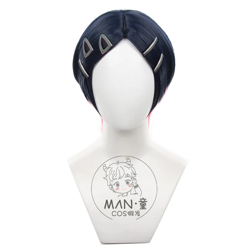 VALORANT Clove Cosplay Wig Gradient Short Hair Simulated Scalp Halloween Gift