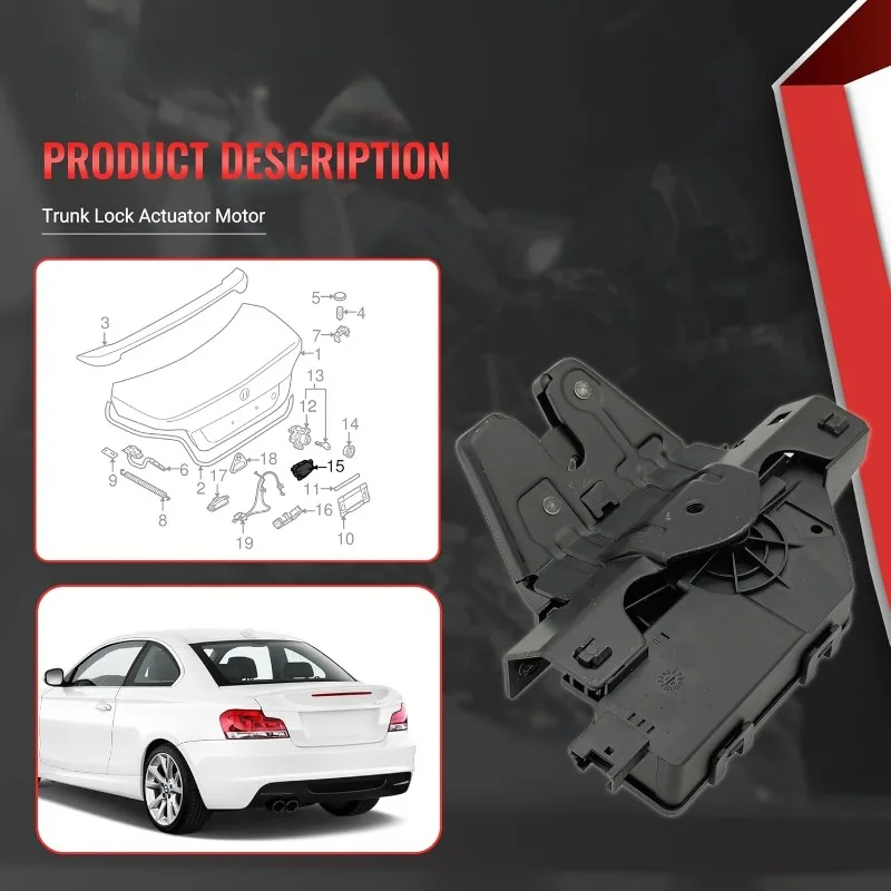 Trunk Lock Actuator Motor for BMW 1 3 5 Z4 Series 323i 328i 335i XDrive 525i 535i 645Ci 650i M3 M5 M6 Z4 51247840617,51248196401 view 3