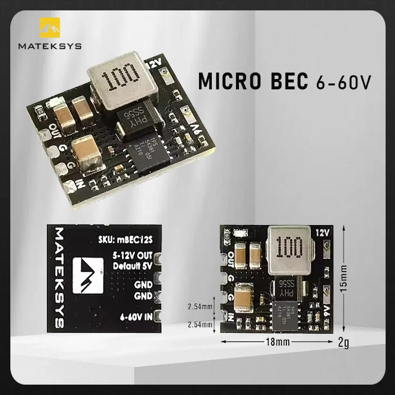 

MATEK Mateksys MICRO BEC 6-60V TO 5V/9V/12V-ADJ Step-Down Regulator Module For RC Model Airplane Helicopter FPV Racing Drone