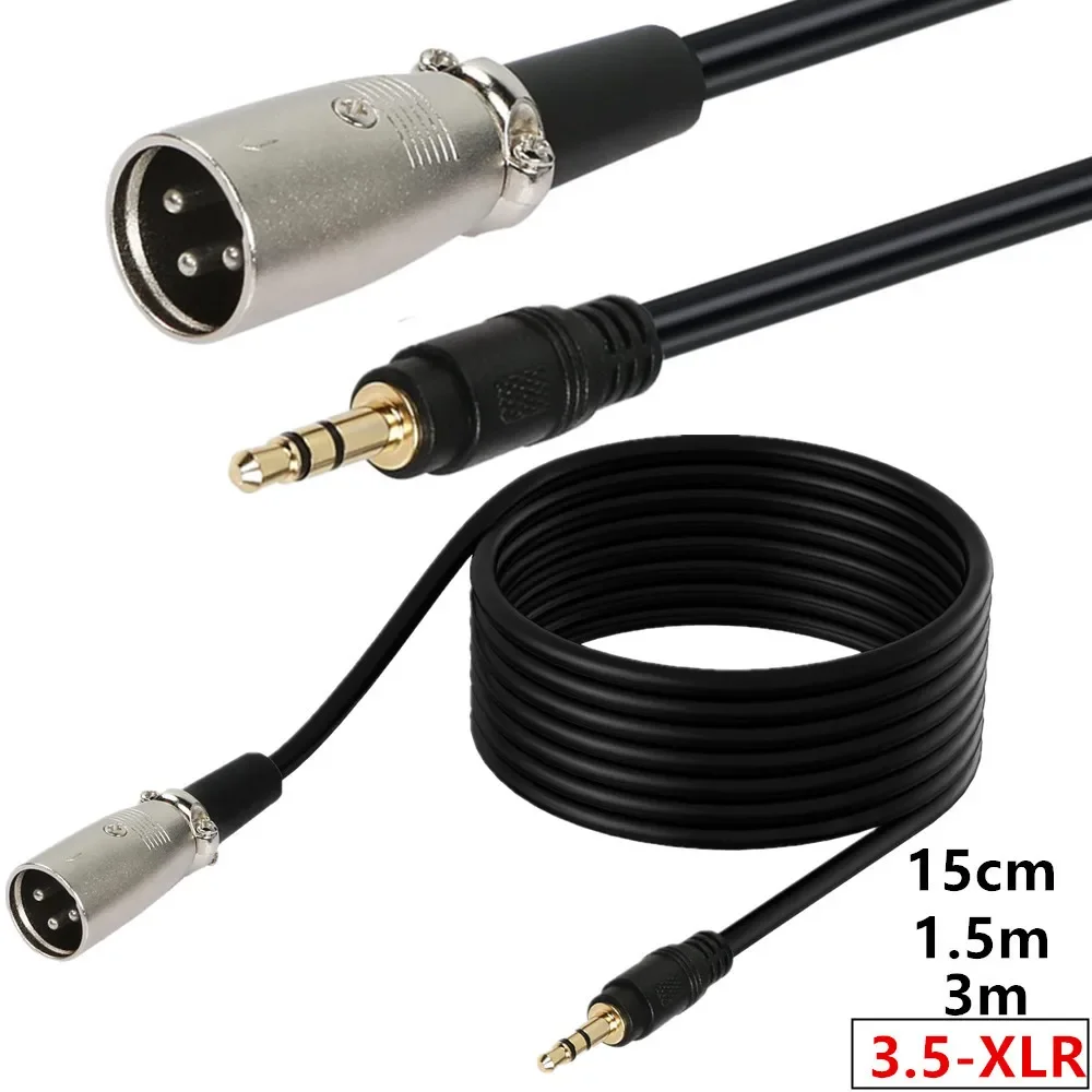 3.5mm male to  XLR 3 pin male computer with microphone and microphone cable  for cards,amplifiers,mixing consoles,etc