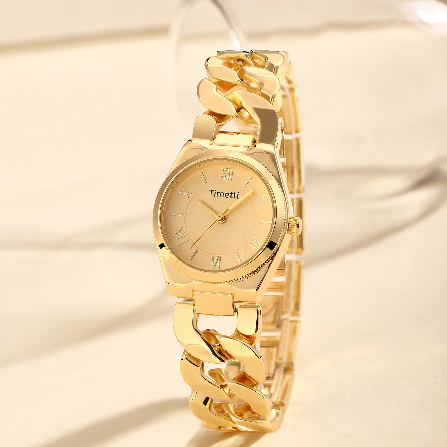 1 Piece of Women's Fashionable Gold Literary and Versatile Retro Quartz Watch Suitable for Daily Wear
