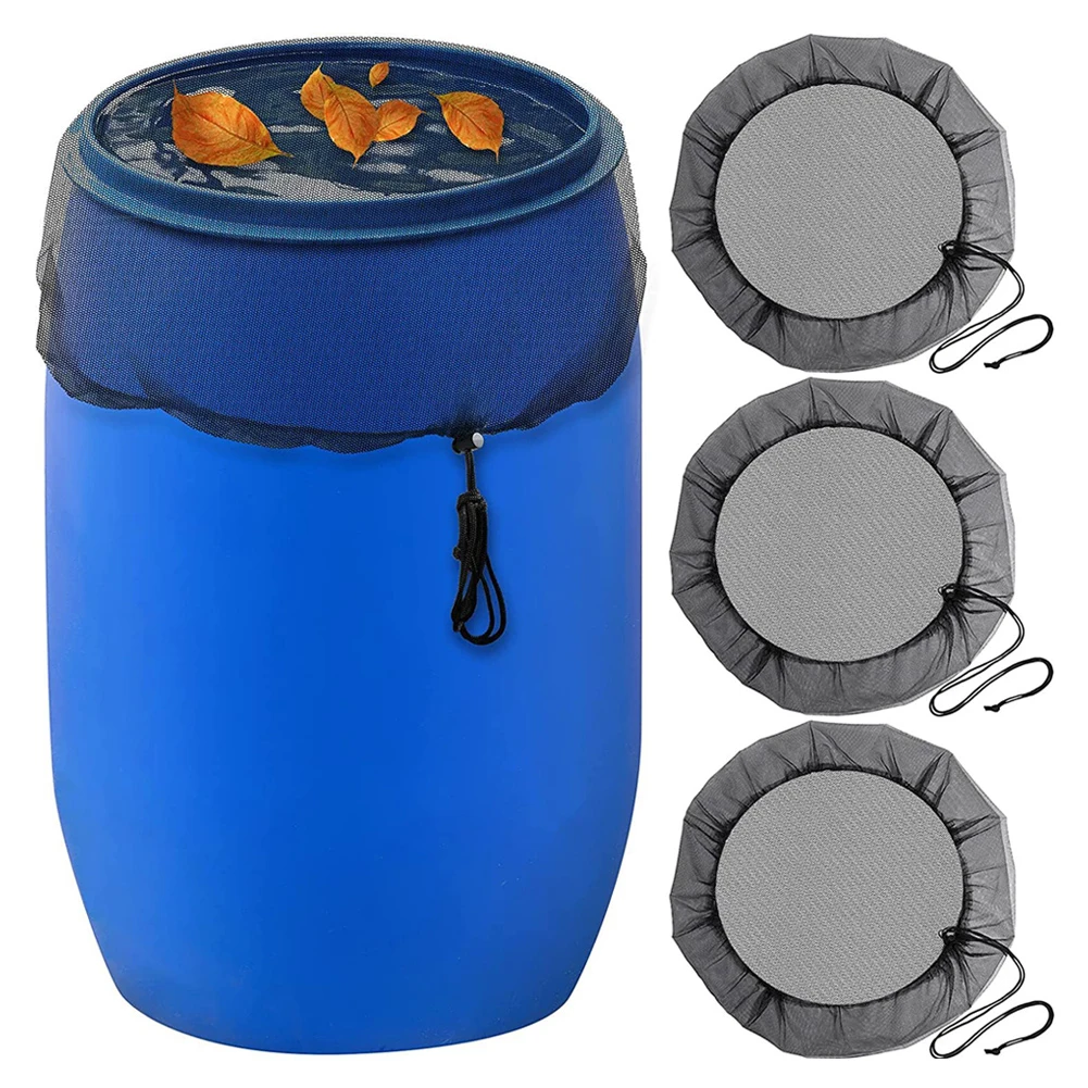 60cm Garden Rain Barrel Mesh Screen with Drawstring Nylon Garden Rainwater Netting Anti-insect Anti-fall Leaves Garden Supplies