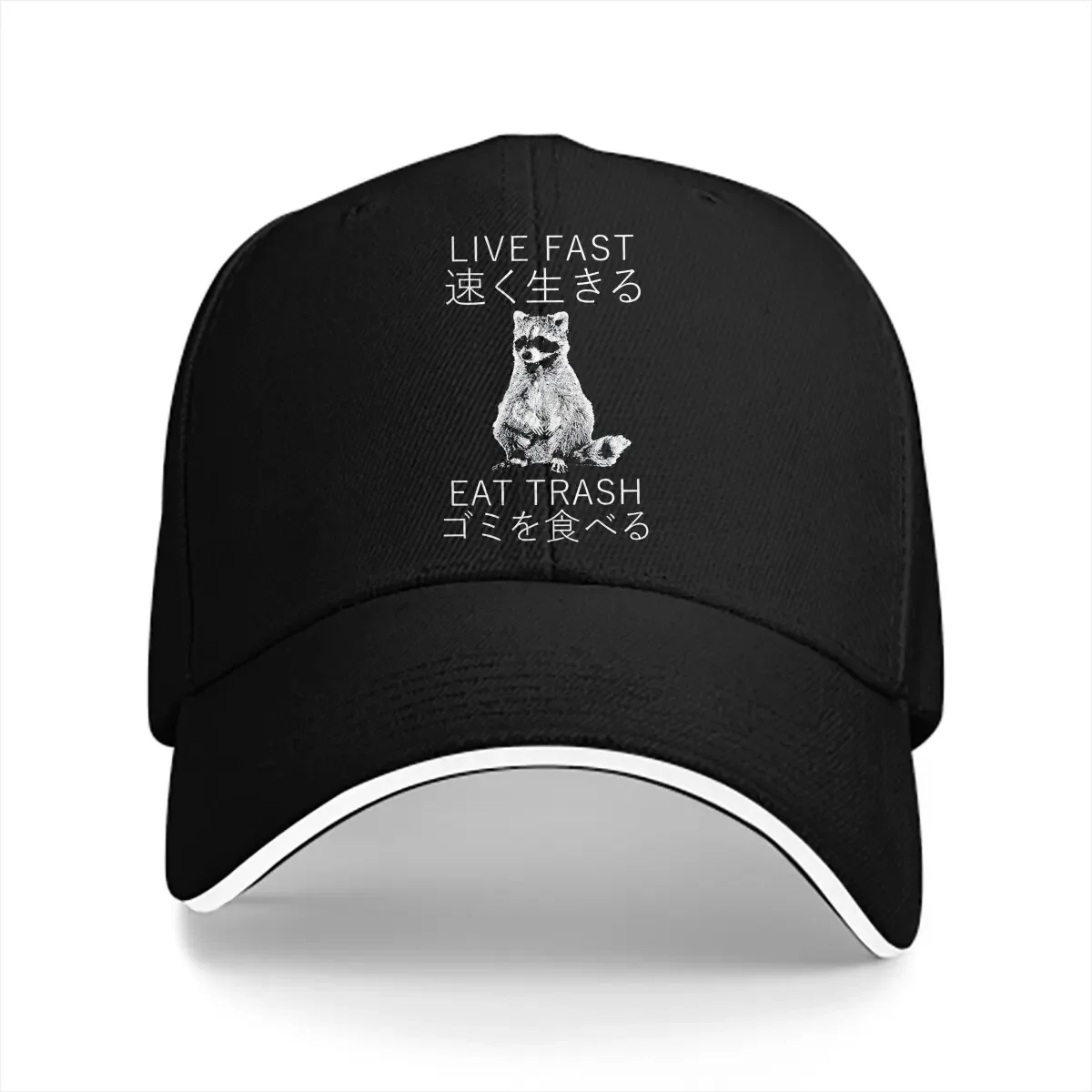 Pure Color Dad Hats Japanese Live Fast Eat Trash Men's Hat Sun Visor Baseball Caps Raccoon Lover Peaked Cap