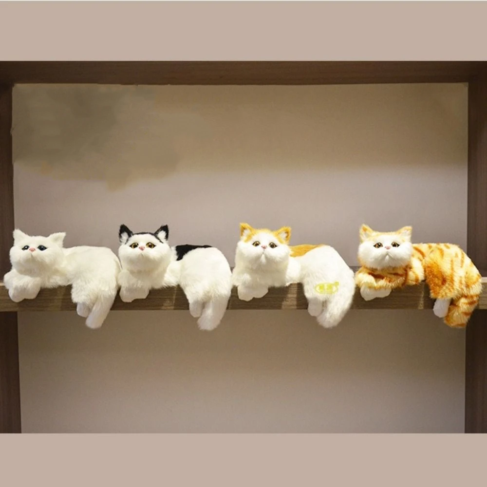 

Furry Simulation Cat Hanging Ornament Animal Figurines Soft Plush Kittens Doll Toy Realistic Cute Stuffed Animals Sculptures