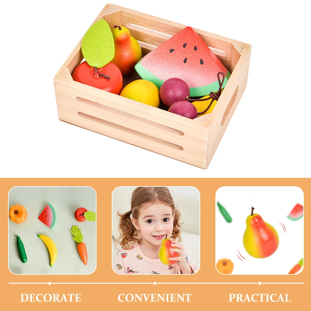 

1 set 1 Set Wooden Frame Fake Fruit For Montessori Teaching Pretend Play Fruit Set Artificial Fruits Decor Photo Prop