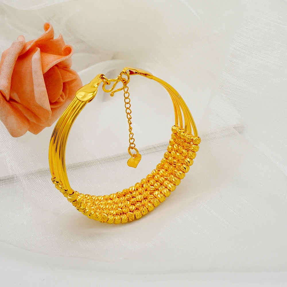 Luxus klassische Kupfer Gold Farbe Armband Dubai Saudi trend ige Armreif für Braut Armband arabischen Schmuck – Detail 8