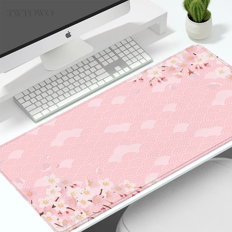 

Коврик для мыши Gamer Beautiful Pink Cherry Blossoms xl Коврик для компьютерной мыши xxl Коврик для клавиатуры Натуральный каучук Нескользящий настольный коврик для мыши