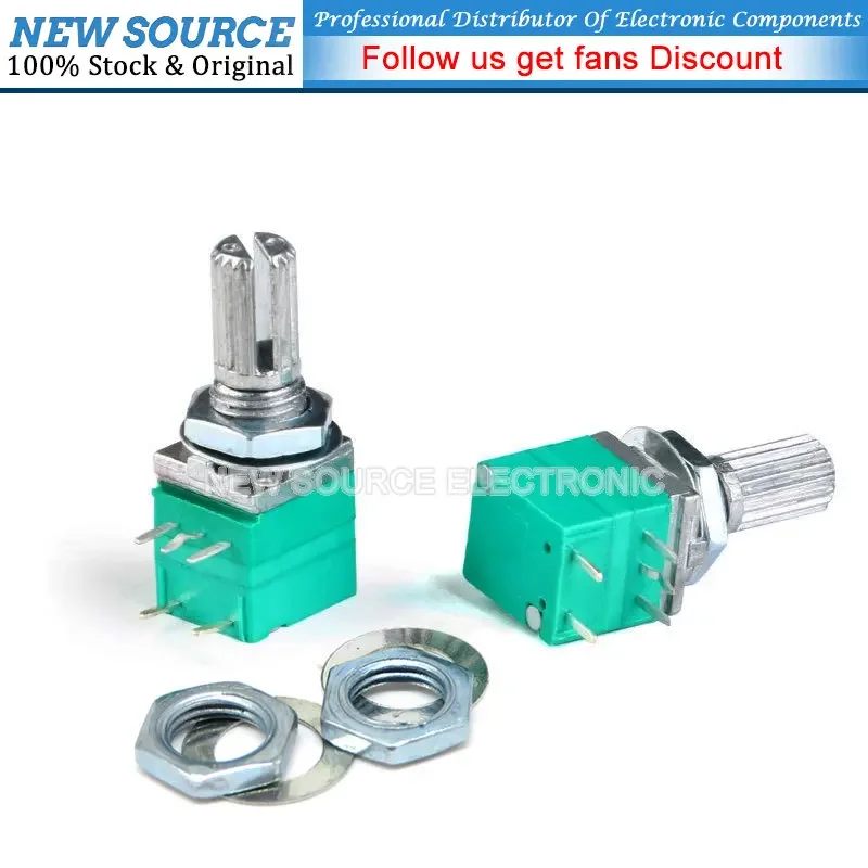 5pcs RK097G 5K 10K 20K 50K 100K 500K B5K with a Switch Audio 6pin Shaft 15mm Amplifier Sealing Potentiometer NewSource