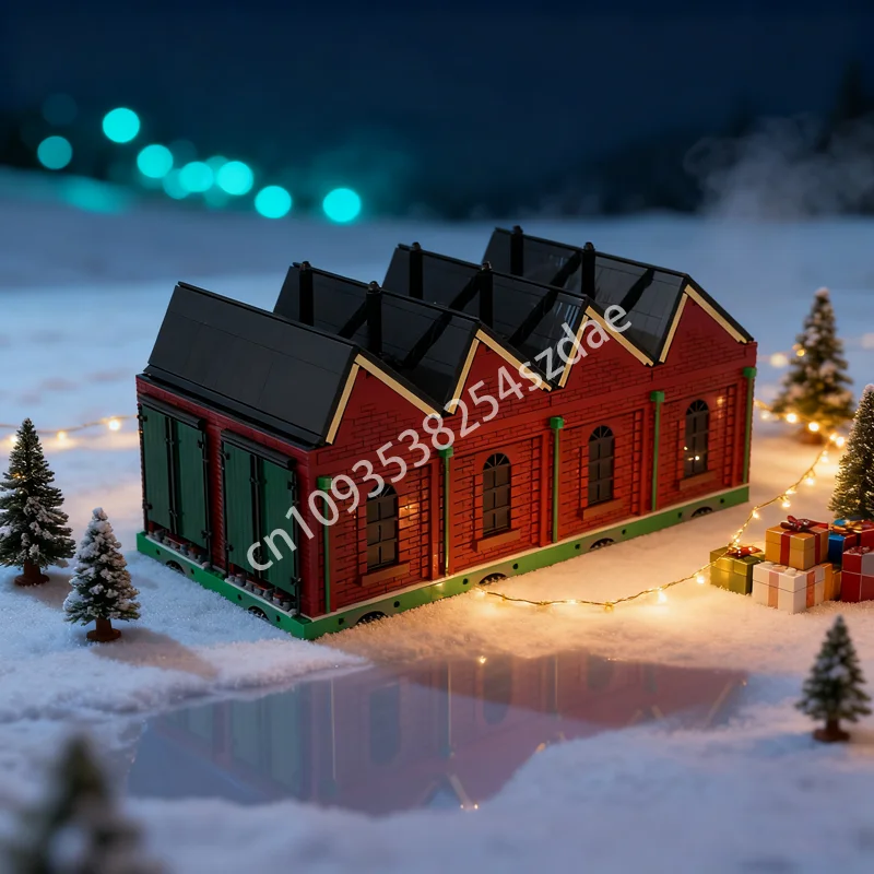 4394 قطعة MOC 2 حارة قاطرة سقيفة قطار نموذج اللبنات العمارة هدية الكريسماس لتقوم بها بنفسك اللعب التعليم الطوب عيد ميلاد #1