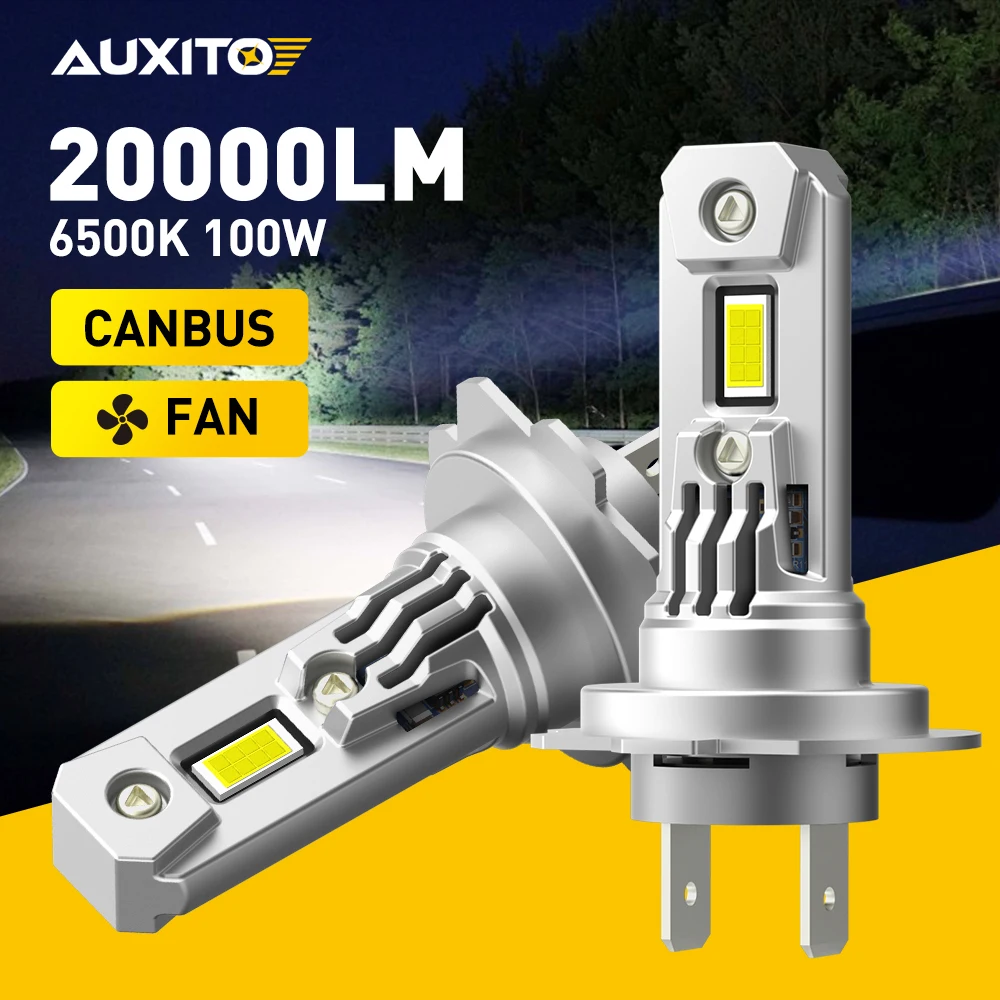 AUXITO 2Pcs 100W 20000LM Turbo H7 LED Lamp Car Headlight Bulbs for Volkswagen VW Golf 5 Passat B6 Polo Kia Ceed Rio Audi A3