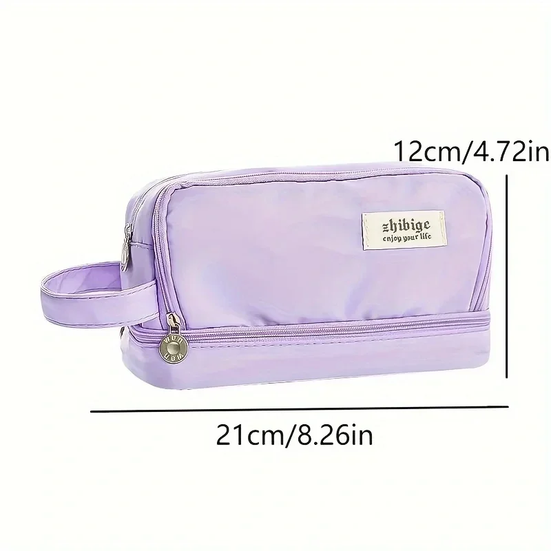 Pencil Case Double Layers Large Capacity Classification Storage Pencilcase Waterproof Canvas School Makeup Bag Pencil Pouch Pen