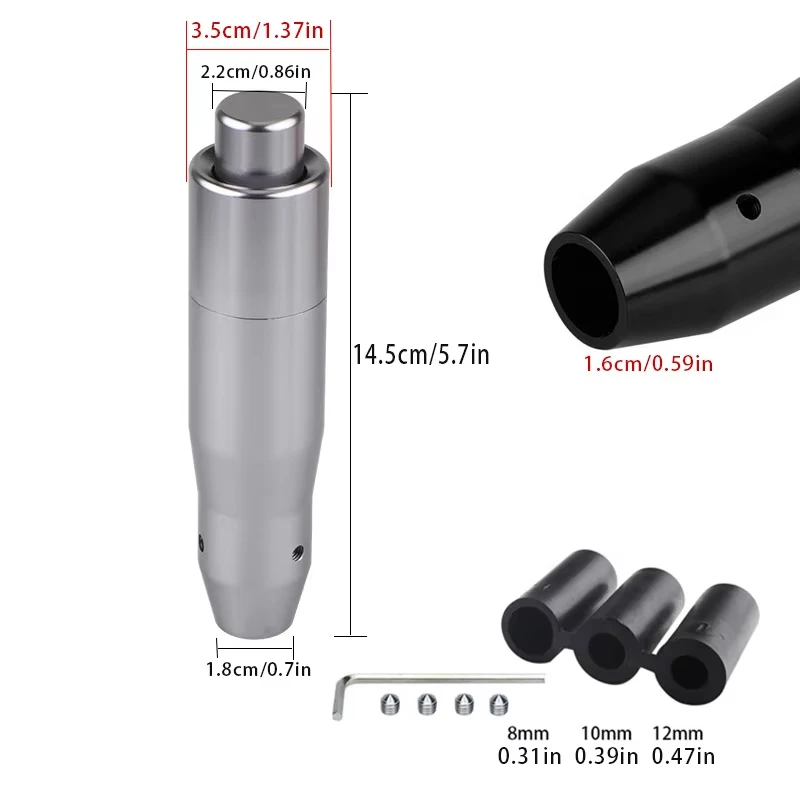 Automatic Shift Knob Metal Car Shifting Push Button Aluminum Shifter Lever Handle Long Stick Gear Head Fit Most Auto Transmissio