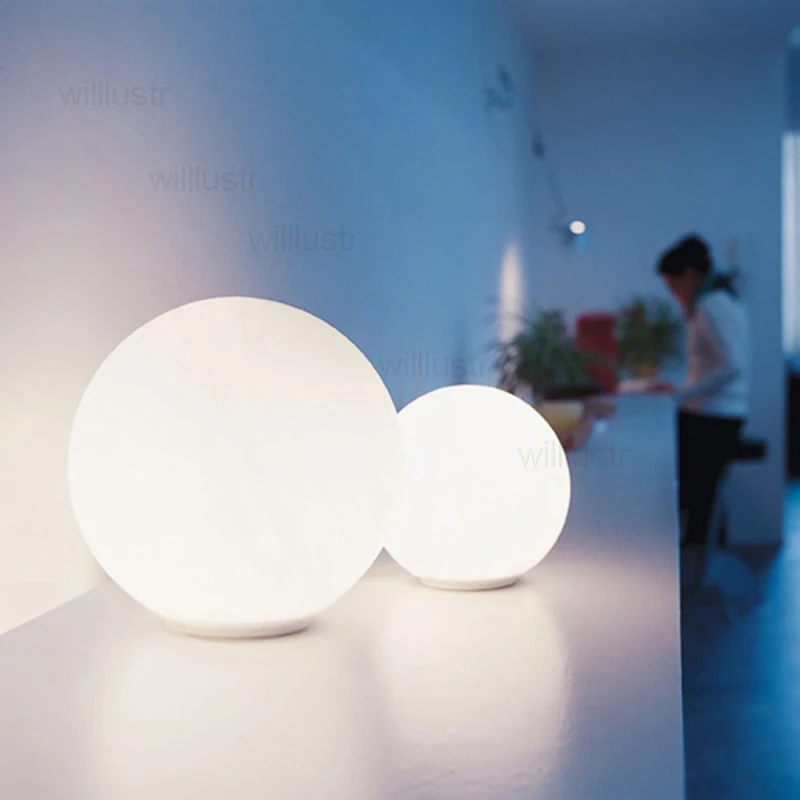 Modern LED Round Ball Table Lamp Frosted Milk White Global Glass Shade Dioscuri Hotel Bedroom Sofa Bed Side bedside Desk Light image 2