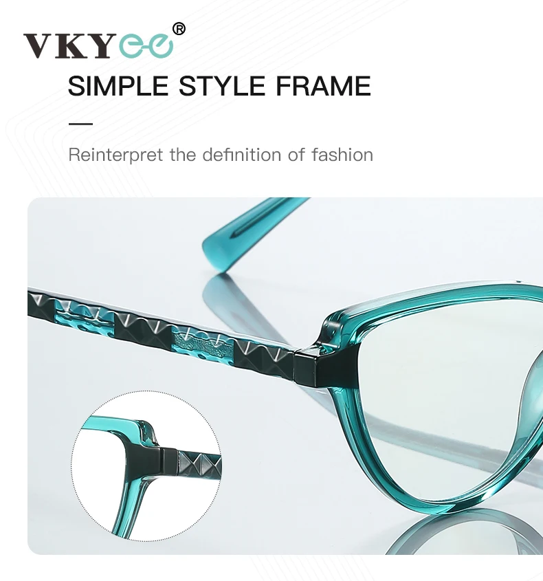 VICKY Women Prescription Glasses Hyperopia Myopia Reading Glasses Anti Blue Light Blocking Cat Eye Eyeglasses Frame PFD2131