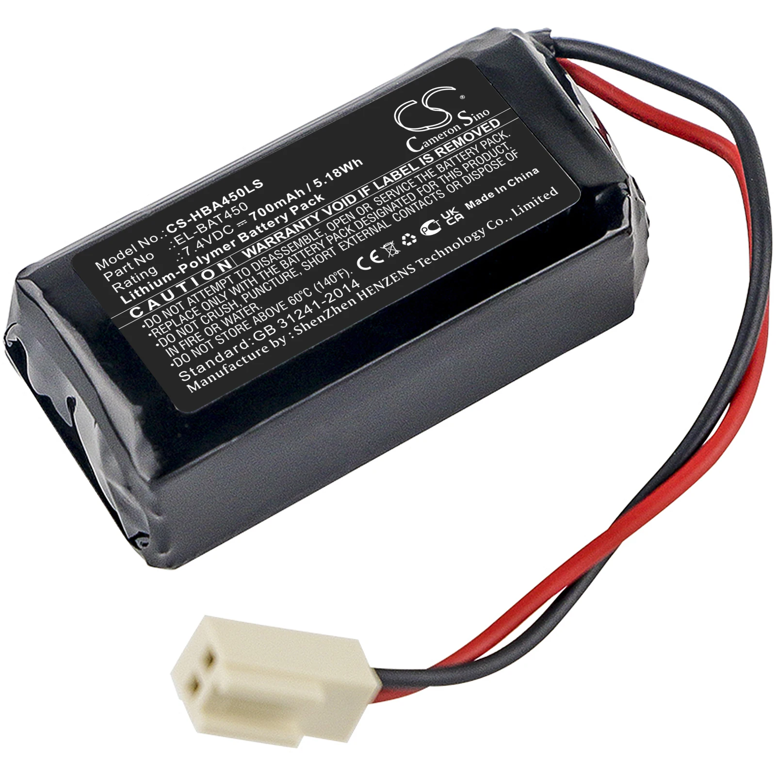 Cameron Sino Battery For Hochiki EL-BAT450 Exit Signs,Firescape luminaires 700mAh / 5.18Wh