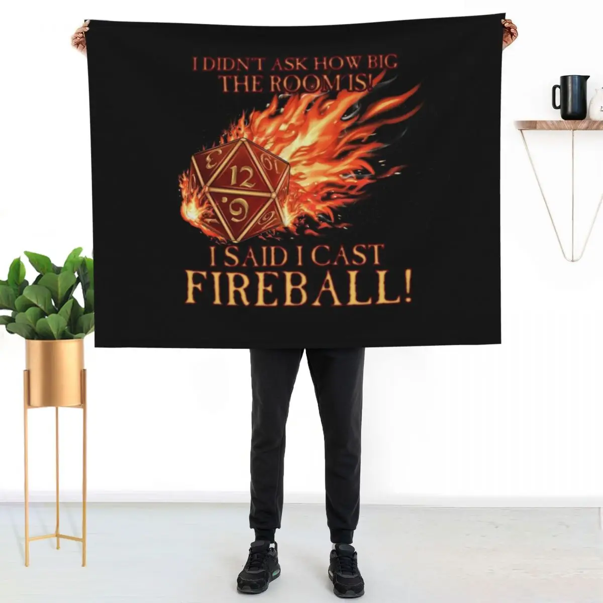 

D20 I Didn't Ask! I Cast Fireball! Throw Blanket Men's Soft Warm Throw Blanket for Couch