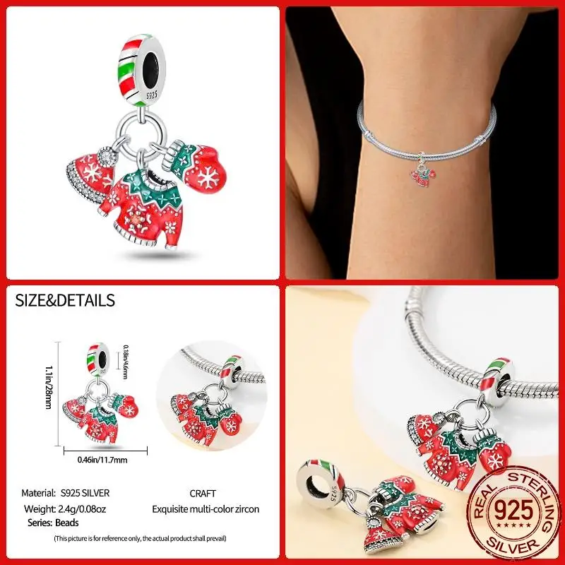Christmas New in 925 Sterling Silver Lgloo & Snowman Beads Charms Fit pand 3mm Bracelet DIY Bead Women Jewelry Gift Original