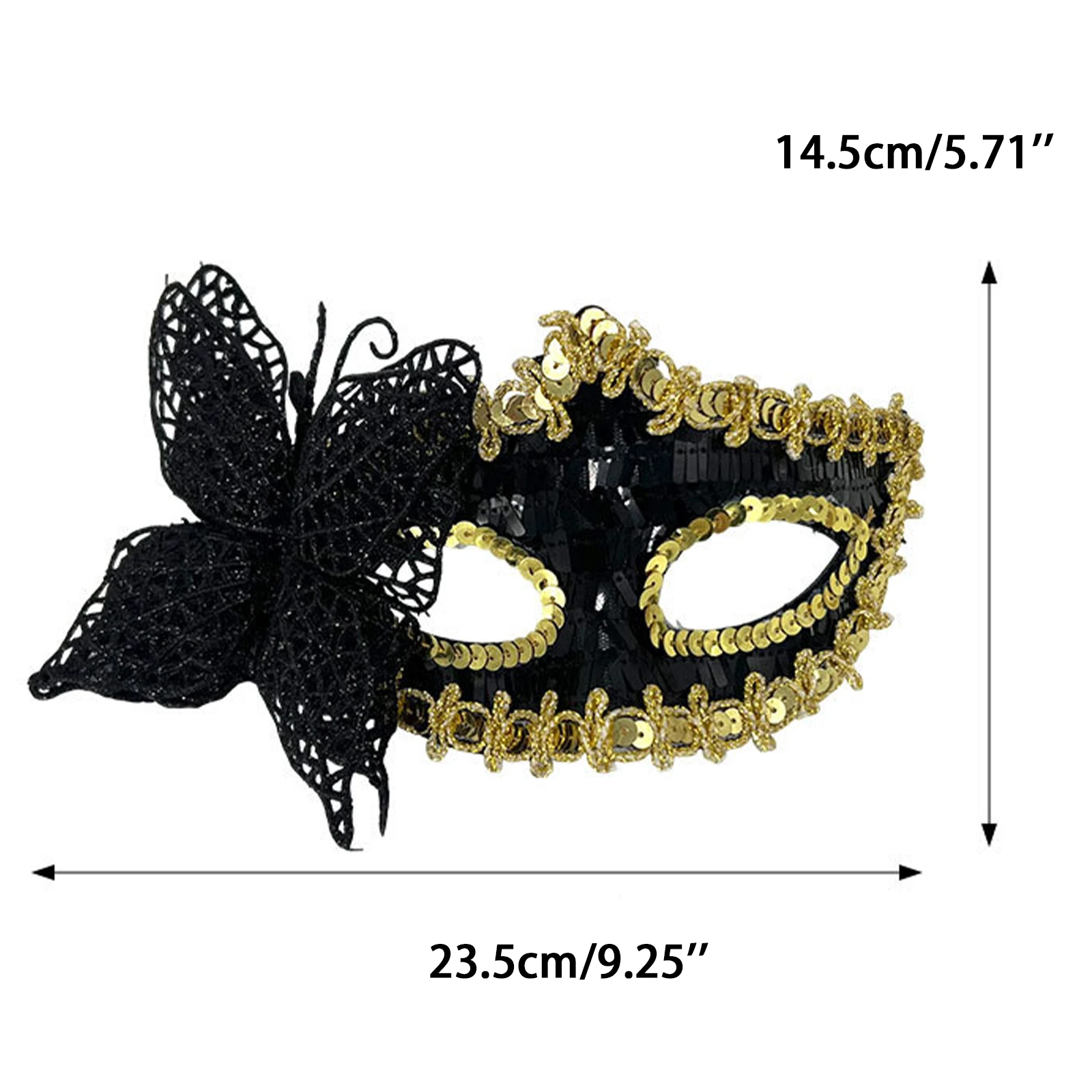  Halloween Ball Masks Side Butterfly Sequin-Trimmed Half Face Mask for Women's Masquerade Party Holiday Decorations