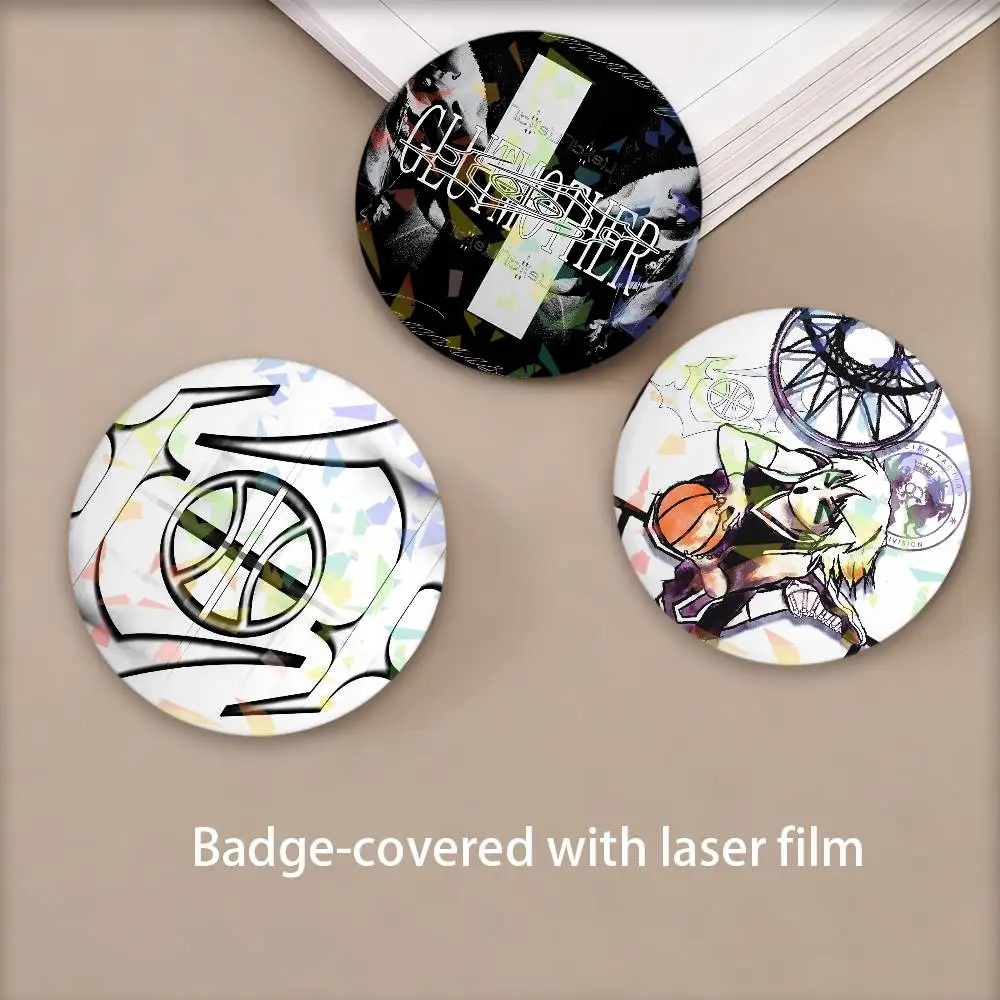 Fashion Singer L-Lucy Bedroque Musique Round Badge Lapel Pins for Backpacks Briefcase Laser Brooch Clothes Gifts