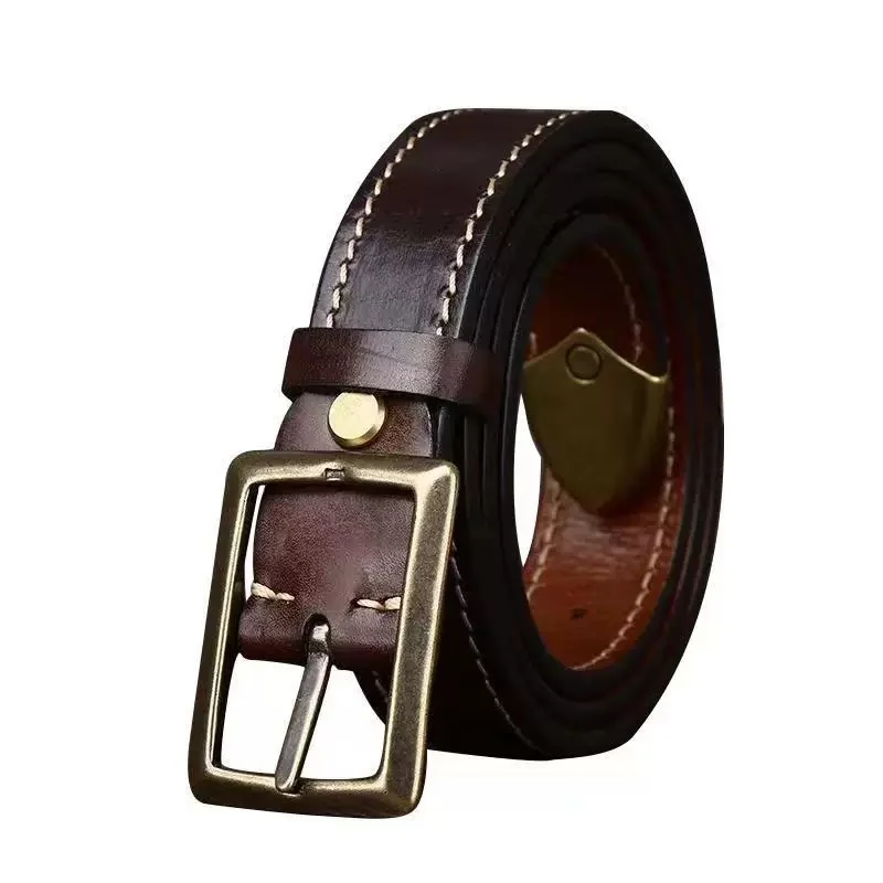 SEEDAX Fashion Couple Belt Men's Italian Vegetable Tanned Top Layer Cowhide Double-sided Usable Casual Jeans Women Belts