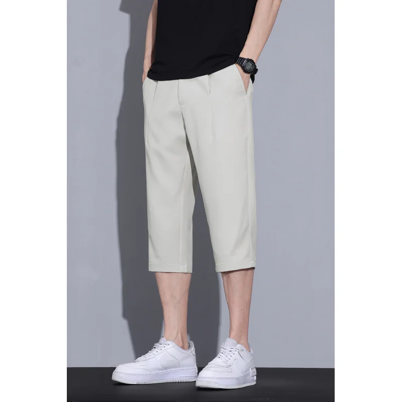 GIOIOMen's Cropped Casual Pants，2025Spring and Summer New Loose Straight Thin Men's Pants，Fashionable All-Match Cropped Trousers