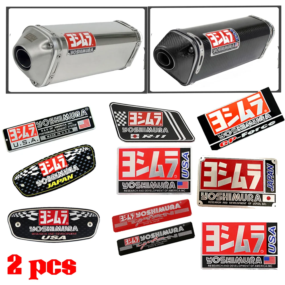 For Yoshimura Exhaust Stickers Muffler Tip Escape Pipe Decals Sports System Badge Aluminium Flag Motorcycle Accessories  R11 R77