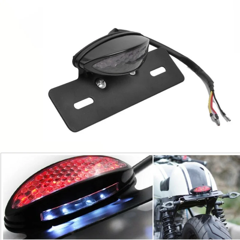 

Motorcycle 12V LED Rear Brake License Plate Tail Light Lamp Holder For Honda Cafe Racer ATVs Dirt Bike