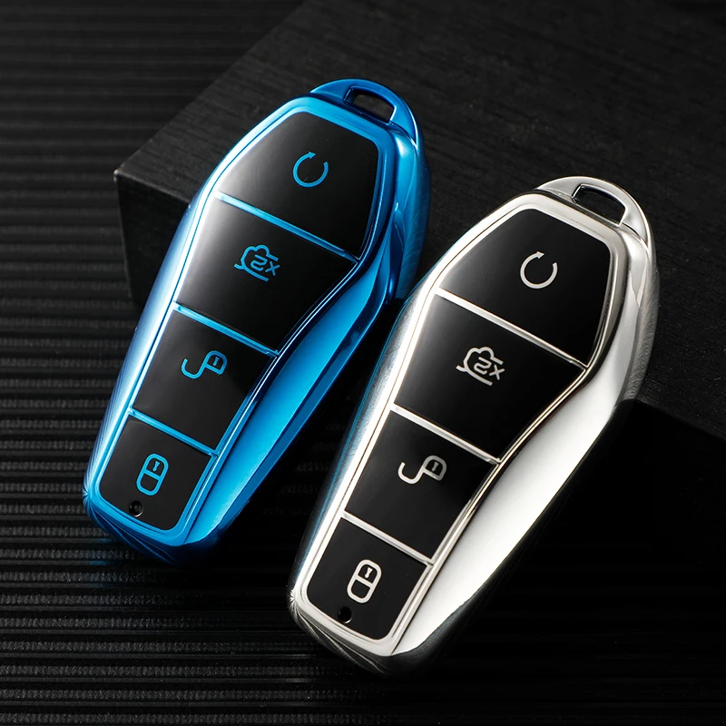 TPU Car Key Case for BYD Atto 3 Atto3 Han EV Dolphin Remote 4 Buttons Key Cover Shell Fob Bag Protector Accessories