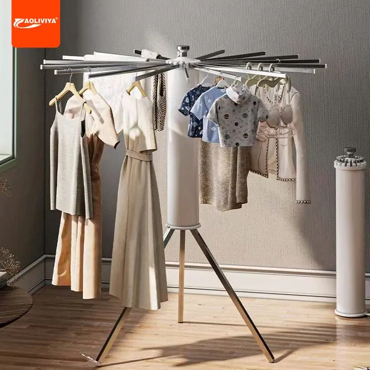 Aoliviya Official Floor Clothes Hanger Indoor Home Balcony Installation-Free Folding Invisible Clothing Rod Multi-Functional Qui