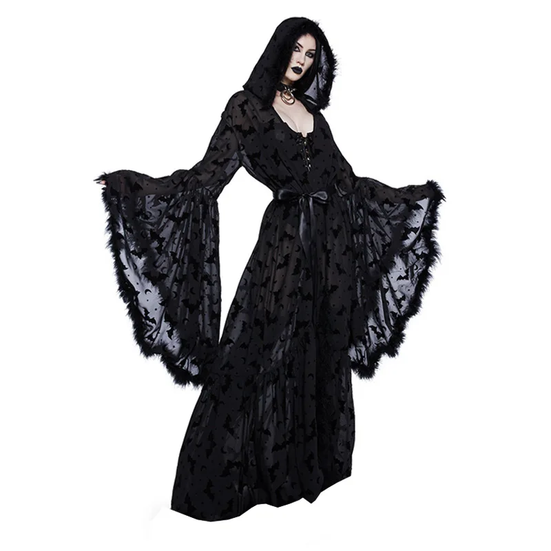 Design Bat Flocking See-through Cloak Female European and American Dark Personality Hot Girl Slim Top