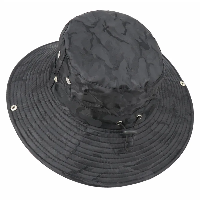 Hat Men Summer Camouflage Bucket Hat Unisex Adjustable Anti-UV Outdoor Fishing Cap Breathable Mesh Wide Brim Sun Hats Wholesale