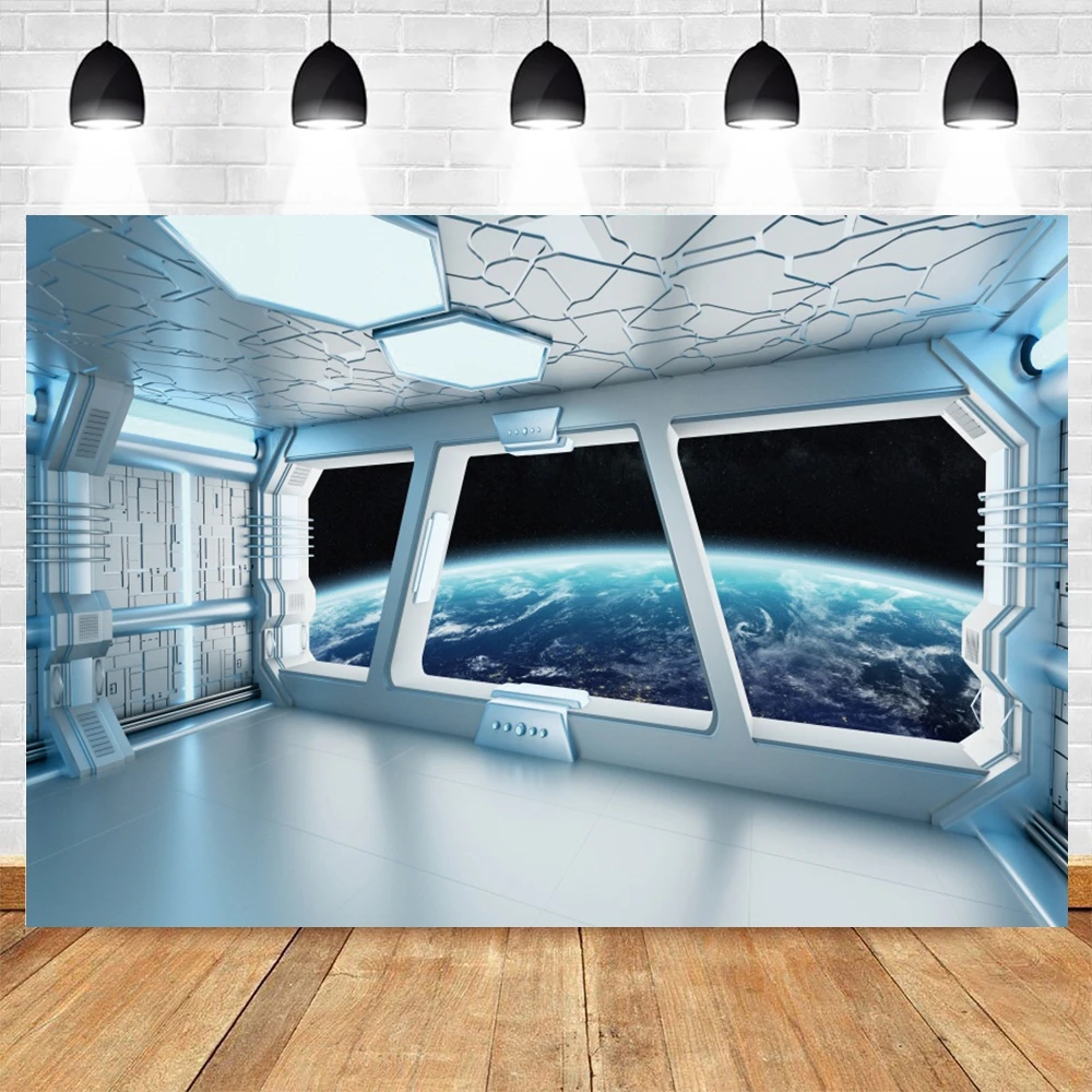 Spaceship Interior Backdrop Futuristic Science Fiction Spacecraft Cabin Universe Outer Space Portrait Photography Background